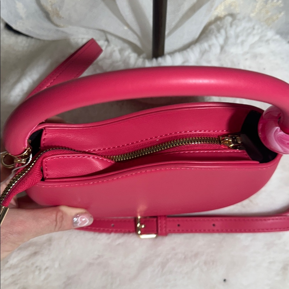 Anthropologie Melie Bianco raspberry crossbody leather bag - Picture 2 of 5